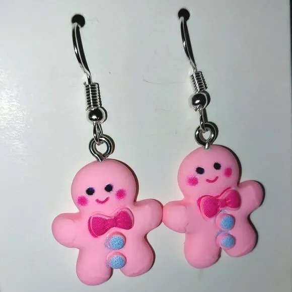 Super cute Handmade festive gingerbread holiday earrings - Picture 4 of 4